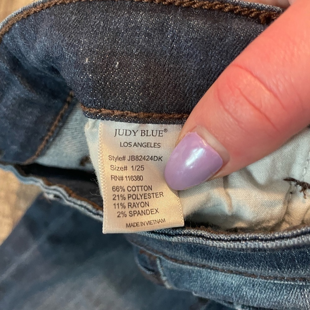 JUDY BLUE Jeans Women’s Size 25 Skinny High Waisted Split hem Ankle Dark Wash 1 - Picture 11 of 13